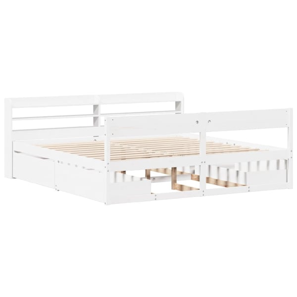 vidaXL Sengeramme med madrass hvit 200x200 cm heltre furu