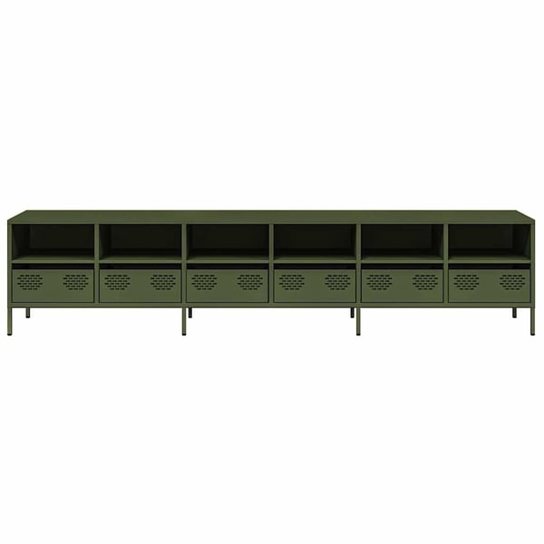 vidaXL tv-bord 202x39x43,5 cm koldvalset stål olivengrøn'
