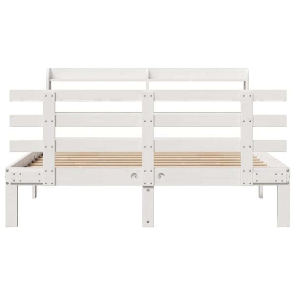 vidaXL Sengeramme med hodegavl hvit 140x200 cm heltre furu