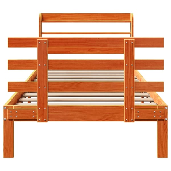 vidaXL Sengeramme med hodegavl voksbrun 75x190 cm heltre furu