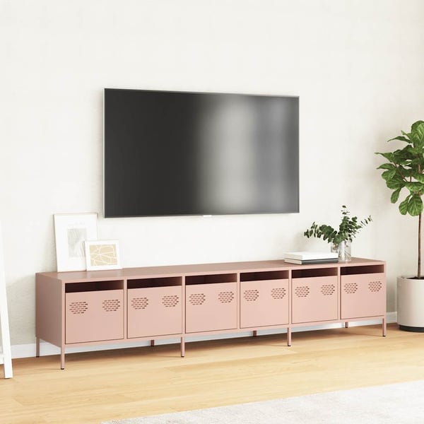vidaXL TV-benk rosa 202x39x43,5 cm kaldvalset stål