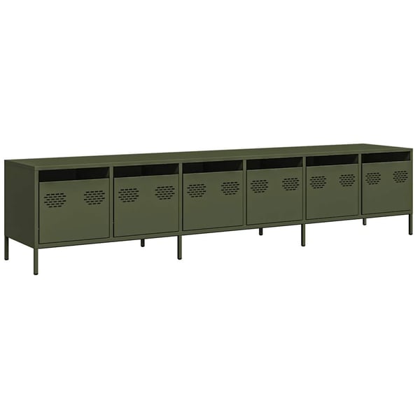 vidaXL TV-benk olivengrønn 202x39x43,5 cm kaldvalset stål