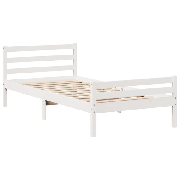 vidaXL Sengeramme med hodegavl hvit 100x200 cm heltre furu