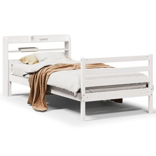 vidaXL Sengeramme med hodegavl hvit 100x200 cm heltre furu