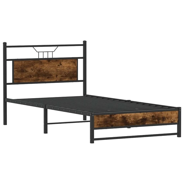 vidaXL sengeramme 100x190 cm uden madras konstrueret træ røget eg
