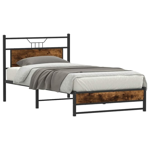vidaXL sengeramme 100x190 cm uden madras konstrueret træ røget eg