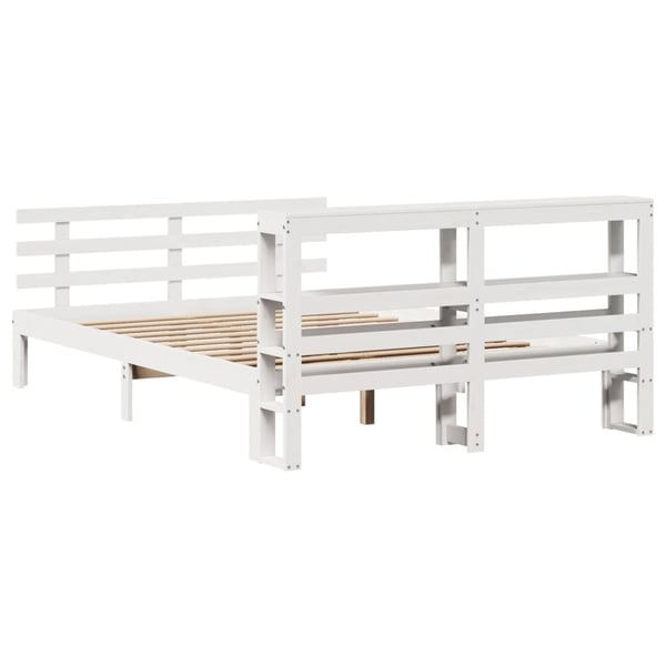vidaXL Sengeramme med hovedgærde uden madras Hvid 140x190 cm