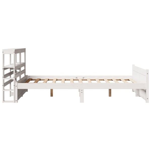 vidaXL Sengeramme med hodegavl hvit 150x200 cm heltre furu