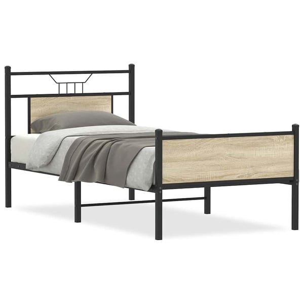 vidaXL Sengeramme uten madrass sonoma eik 90x200 cm konstruert tre
