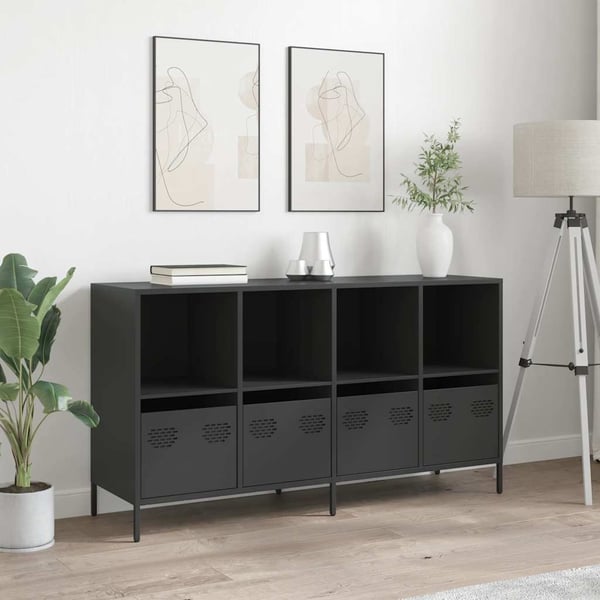 vidaXL Skjenk svart 135x39x73,5 cm kaldvalset stål
