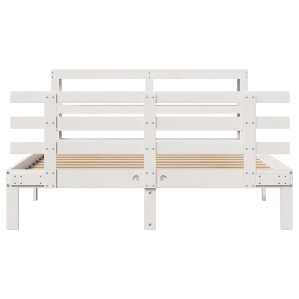 vidaXL Sengeramme med hodegavl hvit 150x200 cm heltre furu
