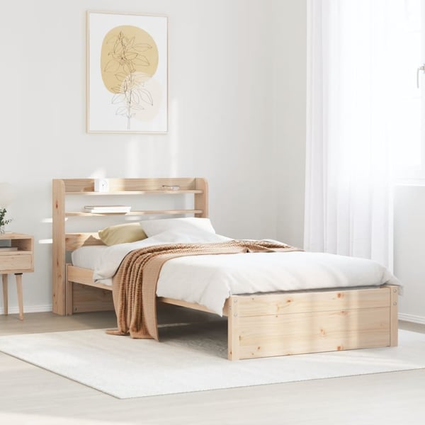 vidaXL Sengeramme med hodegavl 75x190 cm heltre furu