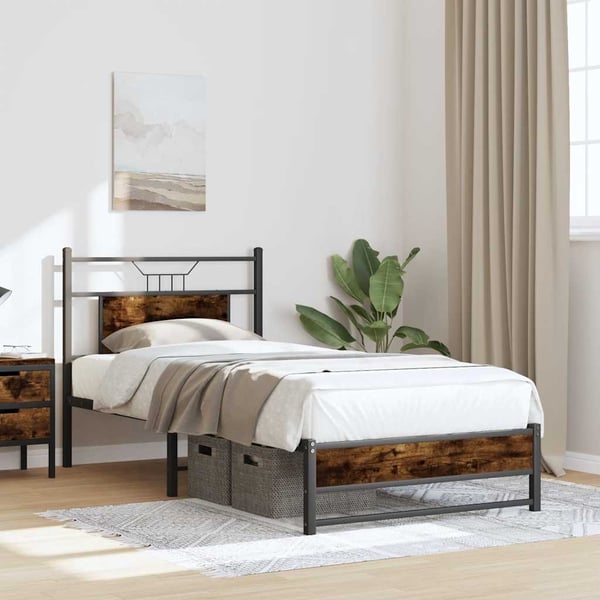 vidaXL sengeramme 90x190 cm uden madras konstrueret træ røget eg
