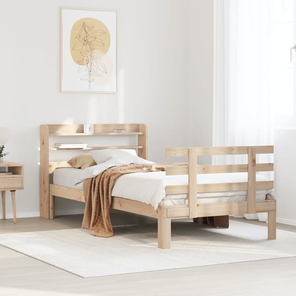 vidaXL Sengeramme med hodegavl 90x200 cm heltre furu