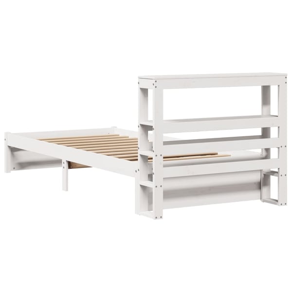 vidaXL sengeramme med sengegavl 75x190 cm massivt fyrretræ hvid