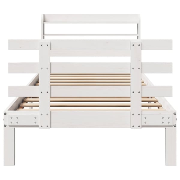 vidaXL Sengeramme med hodegavl hvit 75x190 cm heltre furu