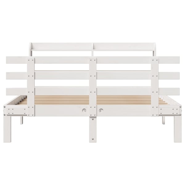 vidaXL Sengeramme med hodegavl hvit 120x200 cm heltre furu