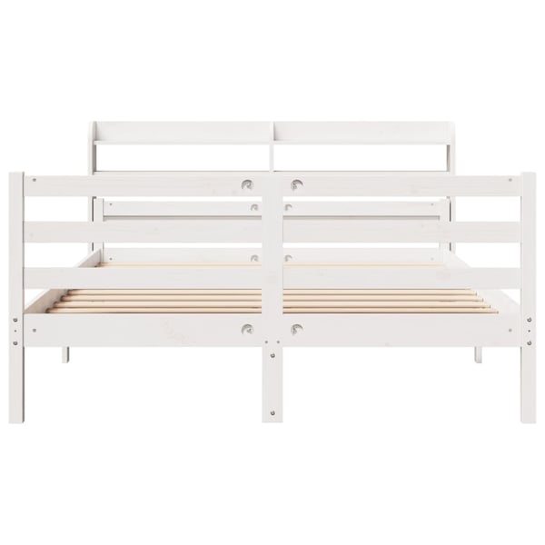 vidaXL Sengeramme med hodegavl hvit 140x200 cm heltre furu