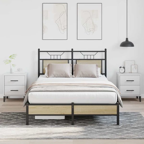 vidaXL Sengeramme uten madrass sonoma eik 120x200 cm konstruert tre