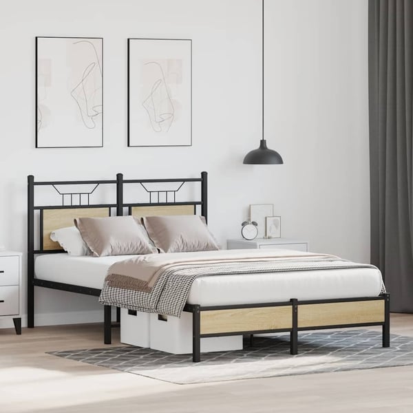 vidaXL Sengeramme uten madrass sonoma eik 120x200 cm konstruert tre