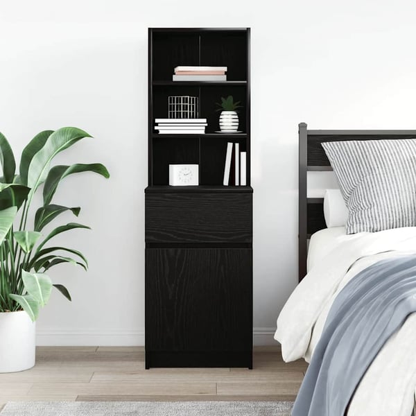 vidaXL Nattbord svart 39x35x125 cm konstruert tre