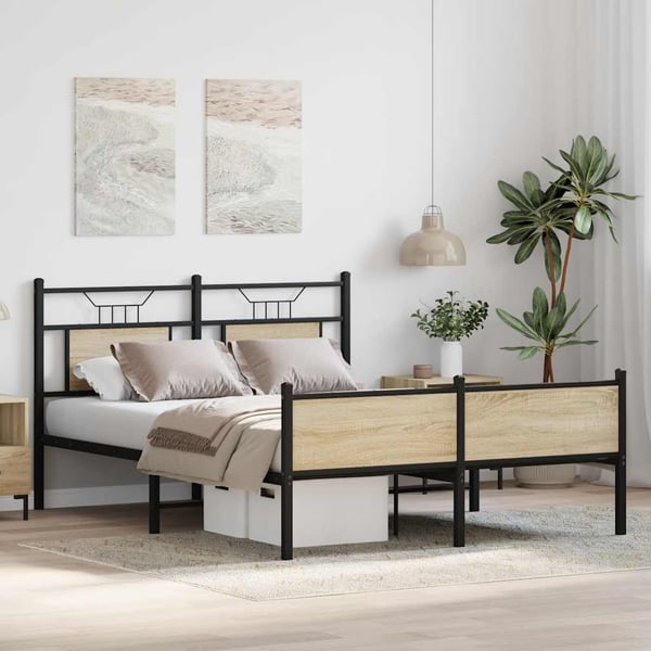 vidaXL Sengeramme uten madrass sonoma eik 150x200 cm konstruert tre