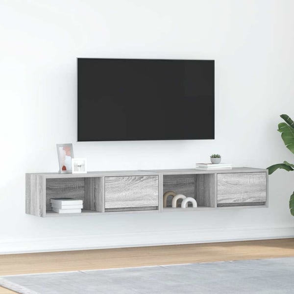 vidaXL TV-benker 2 stk grå sonoma 80x31x25,5 cm konstruert tre