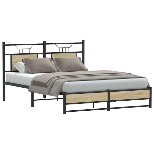 vidaXL Sengeramme uten madrass sonoma eik 137x190 cm konstruert tre