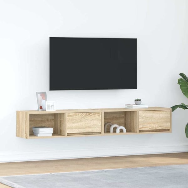 vidaXL TV-seinäkaapit 2 kpl sonoma-tammi 80x31x25,5 cm tekninen puu