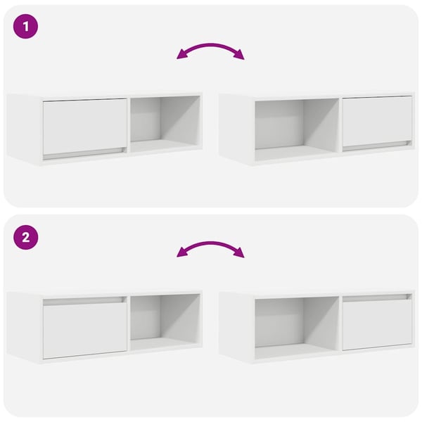 vidaXL TV-benker 2 stk hvit 80x31x25,5 cm konstruert tre