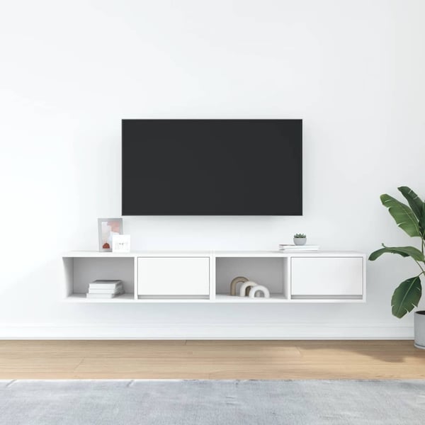 vidaXL TV-benker 2 stk hvit 80x31x25,5 cm konstruert tre