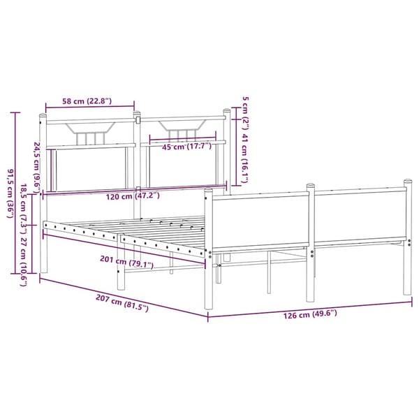 vidaXL Sengeramme uten madrass sonoma eik 120x200 cm konstruert tre