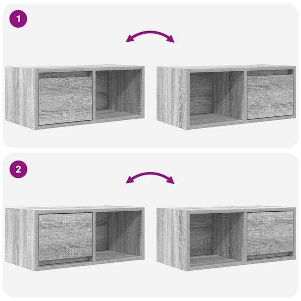 vidaXL TV-benker 2 stk grå sonoma 60x31x25,5 cm konstruert tre
