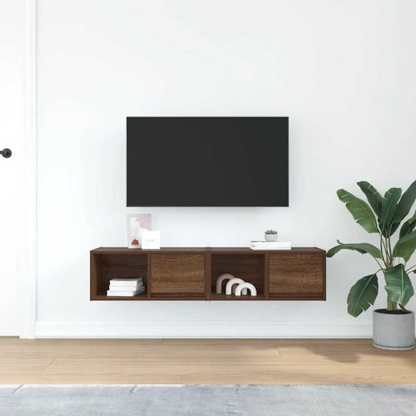 vidaXL TV-seinäkaapit 2 kpl ruskea tammi 60x31x25,5 cm tekninen puu