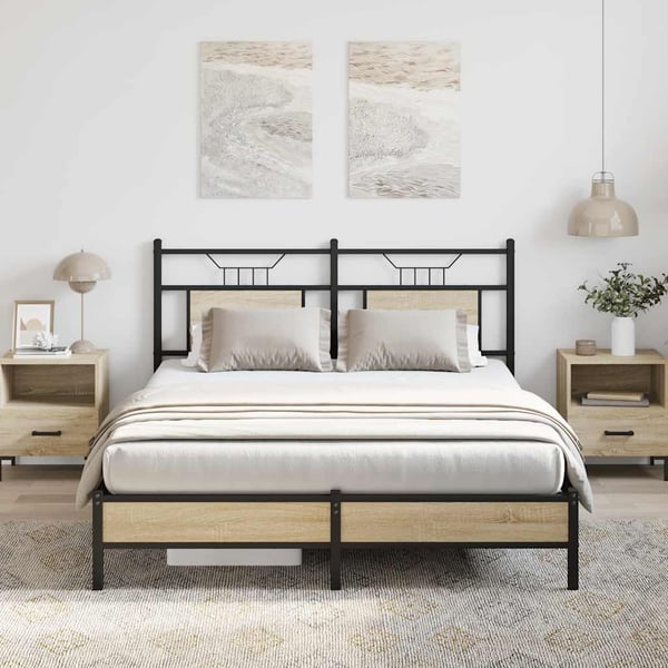 vidaXL Sengeramme uten madrass sonoma eik 137x190 cm konstruert tre