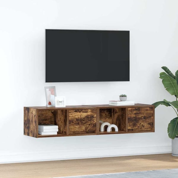 vidaXL TV-benker 2 stk røkt eik 60x31x25,5 cm konstruert tre