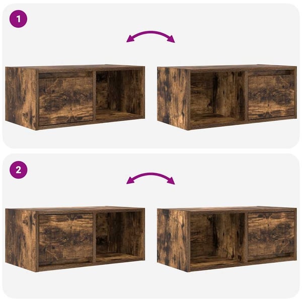 vidaXL TV-benker 2 stk røkt eik 60x31x25,5 cm konstruert tre