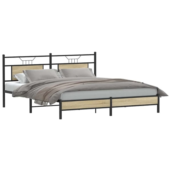 vidaXL Sengeramme uten madrass sonoma eik 183x203 cm konstruert tre