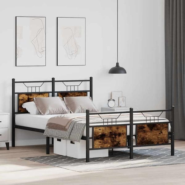 vidaXL Sengeramme uten madrass røkt eik 120x200 cm konstruert tre
