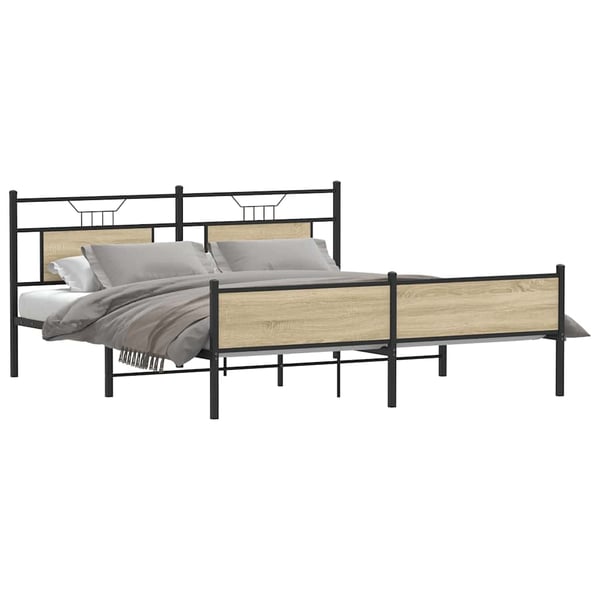 vidaXL Sengeramme i metall uten madrass sonoma eik 183x213 cm