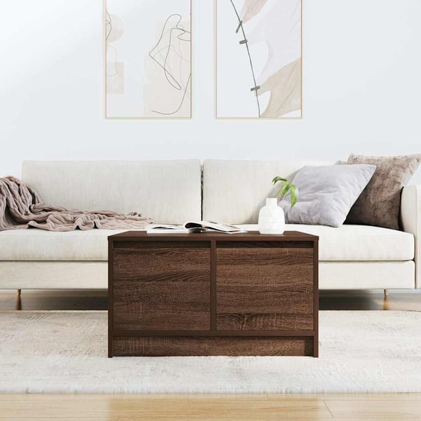 vidaXL Salongbord med skuffer brun eik 70,5x70x40 cm