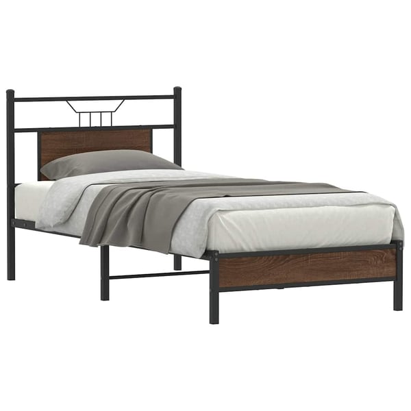 vidaXL sengeramme 75x190 cm uden madras konstrueret træ brunt eg