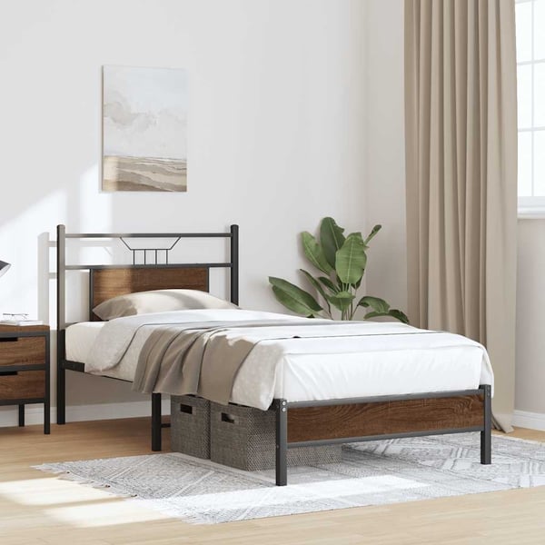 vidaXL sengeramme 75x190 cm uden madras konstrueret træ brunt eg