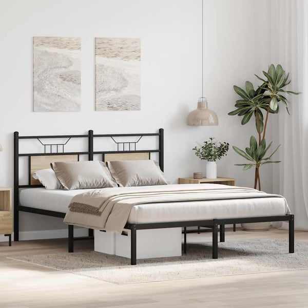 vidaXL Sengeramme uten madrass sonoma eik 137x190 cm konstruert tre