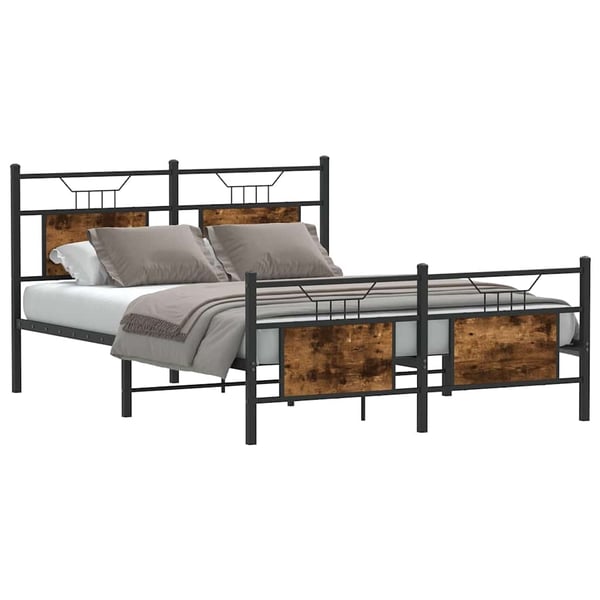 vidaXL Sengeramme uten madrass røkt eik 150x200 cm konstruert tre