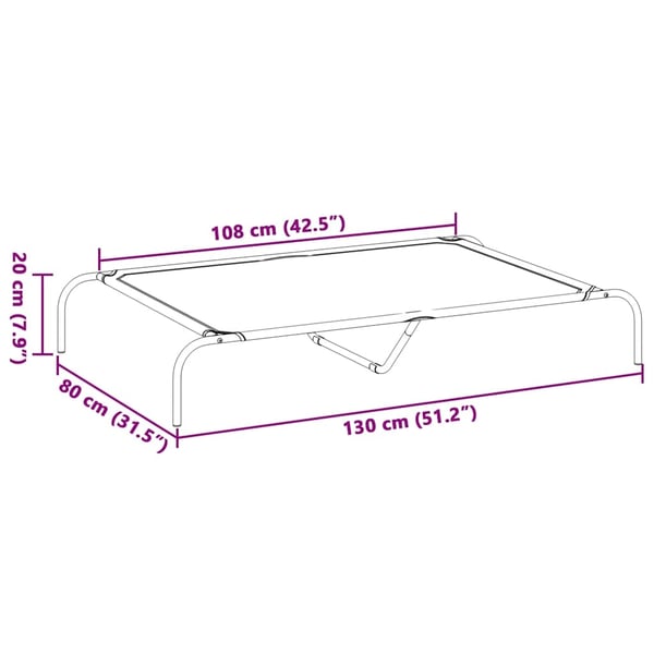 vidaXL Forhøyet hundeseng svart 130x80x20 cm tekstil og stål
