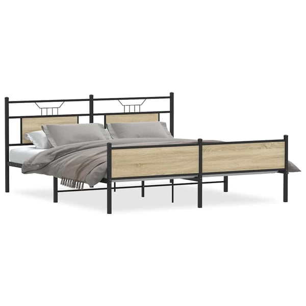 vidaXL Sengeramme i metall uten madrass sonoma eik 180x200 cm