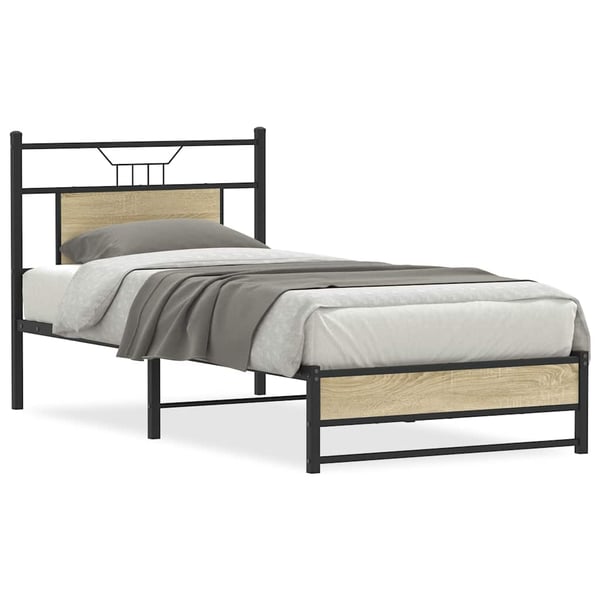 vidaXL sengeramme 75x190 cm uden madras konstrueret træ sonoma-eg
