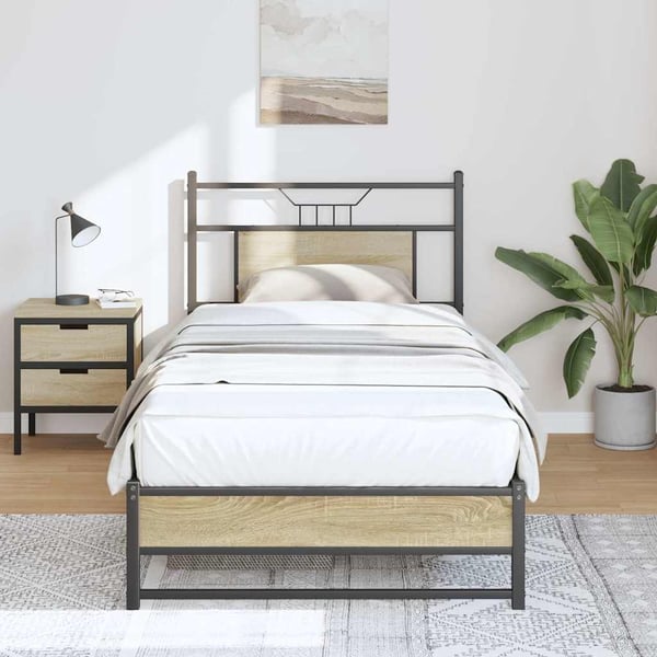 vidaXL sengeramme 75x190 cm uden madras konstrueret træ sonoma-eg