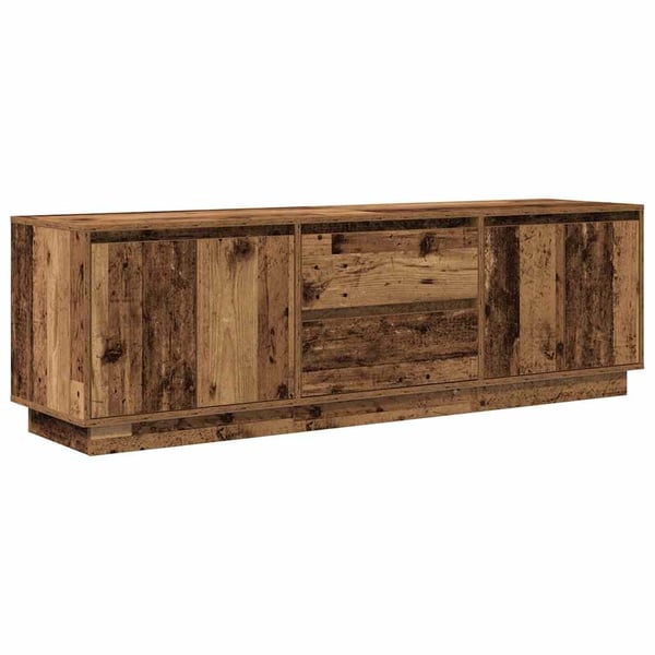 vidaXL TV-benk med LED-lys gammelt tre 160,5x41x50 cm